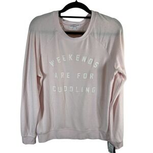 Grayson Threads Pink Weekends Are‎ For Cuddling Graphic Sweatshirt Large NWT